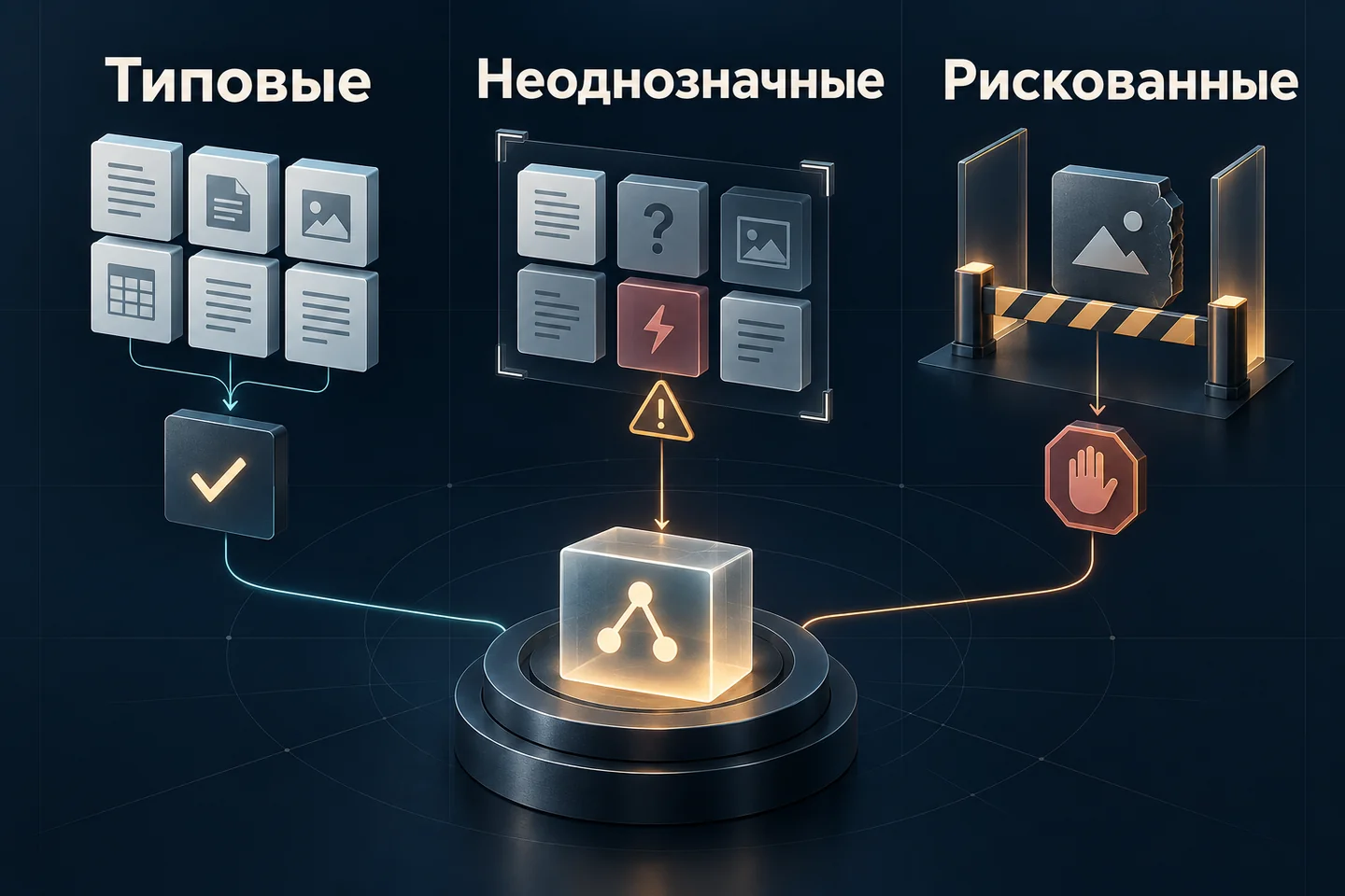 Три группы контрольной выборки: типовые, неоднозначные и рискованные задачи