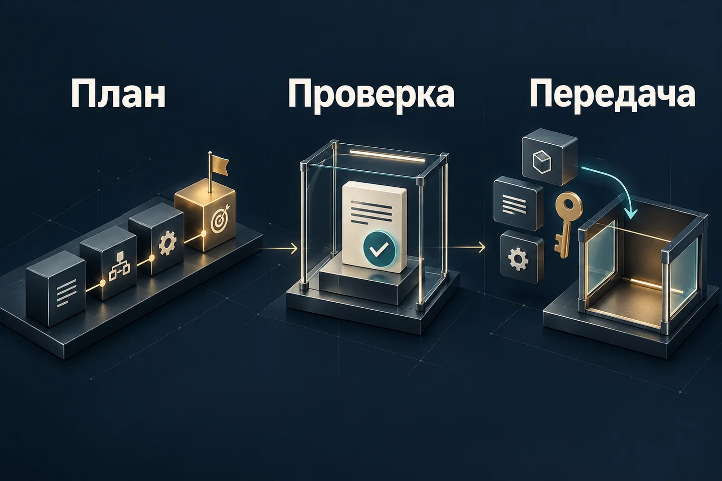 Три проверяемые части предложения подрядчика: план, проверка и передача результата