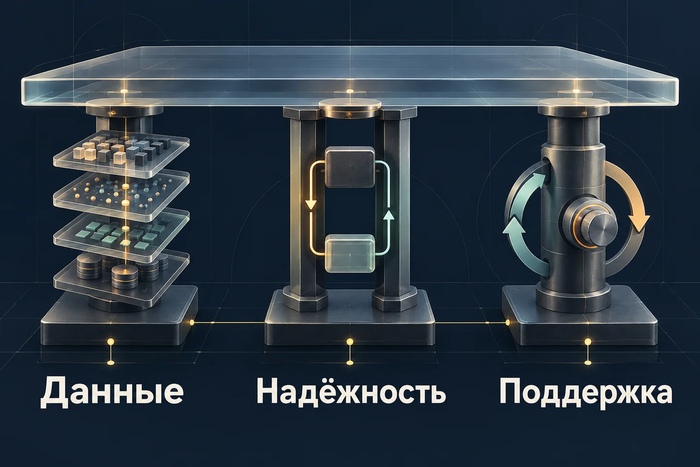 Три опоры рабочей системы: данные, надёжность и поддержка